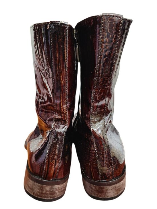 Cesare Paciotti Heroes Men\'s Croc Embossed Leather Ankle Boots Brown US 6 EU 39 main image 12